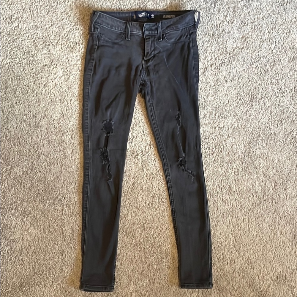 Hollister Distressed Black Jeggings